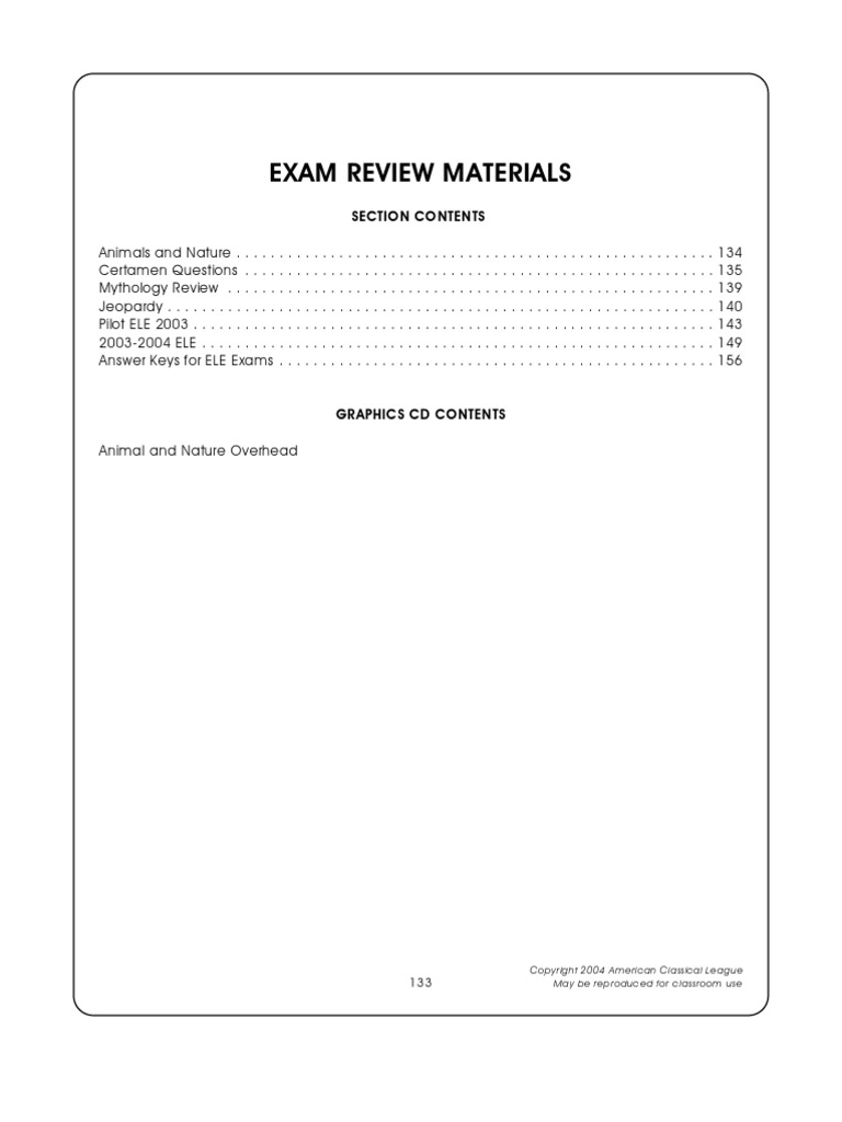 Exam Review Materials: Sectio N Co Ntents | PDF