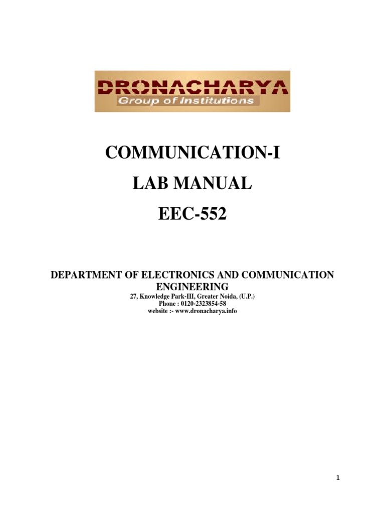 Communication-I Lab Manual EEC-552: Department of Electronics and ...