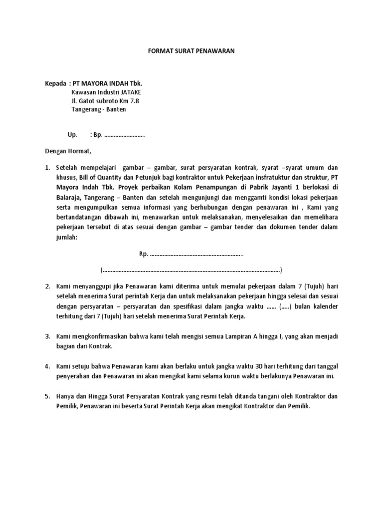 Format Surat Penawaran Pdf