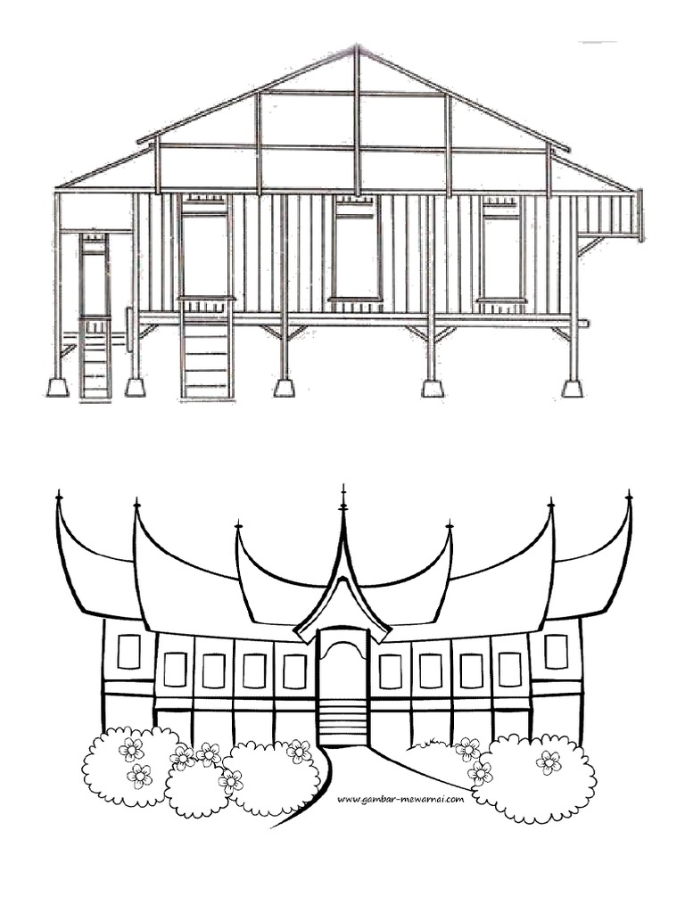 71 Koleksi Gambar Rumah Adat Mewarnai Terbaru Gambar Rumah