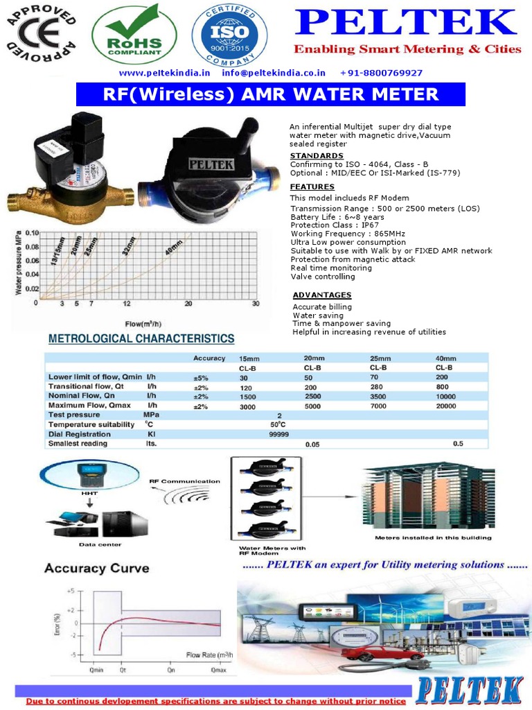 RF AMR Water Meter R160 Overview | PDF | Computers