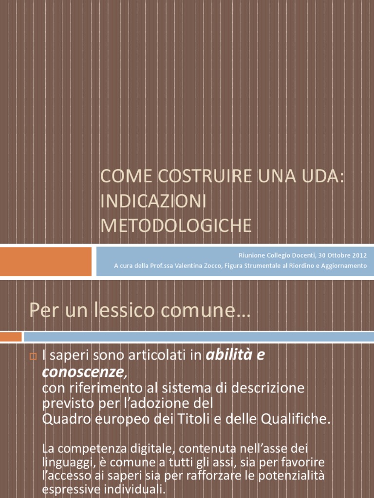 Come Costruire Una UdA | PDF