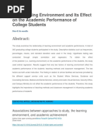 The Learning Environment and Its Effect on the Academic Performance of College Students
