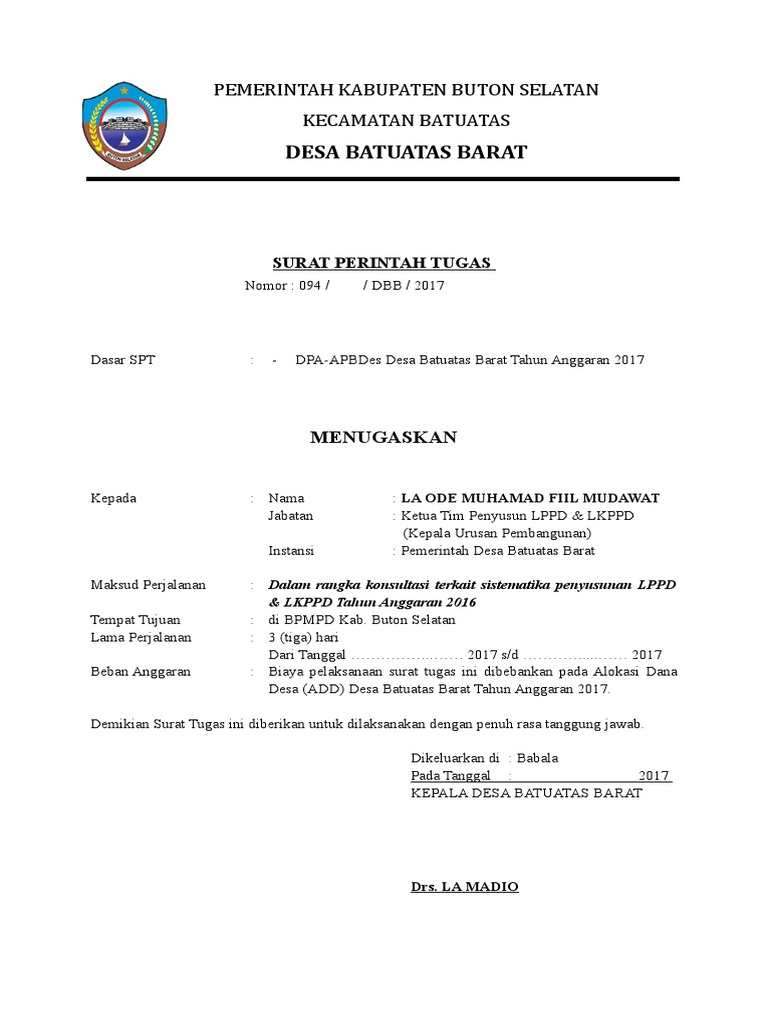 347327480 Surat Perintah Tugas Spt Perangkat Desaaa Doc