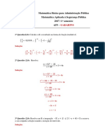 Matemática Básica para Administração Pública: Gabarito de Prova