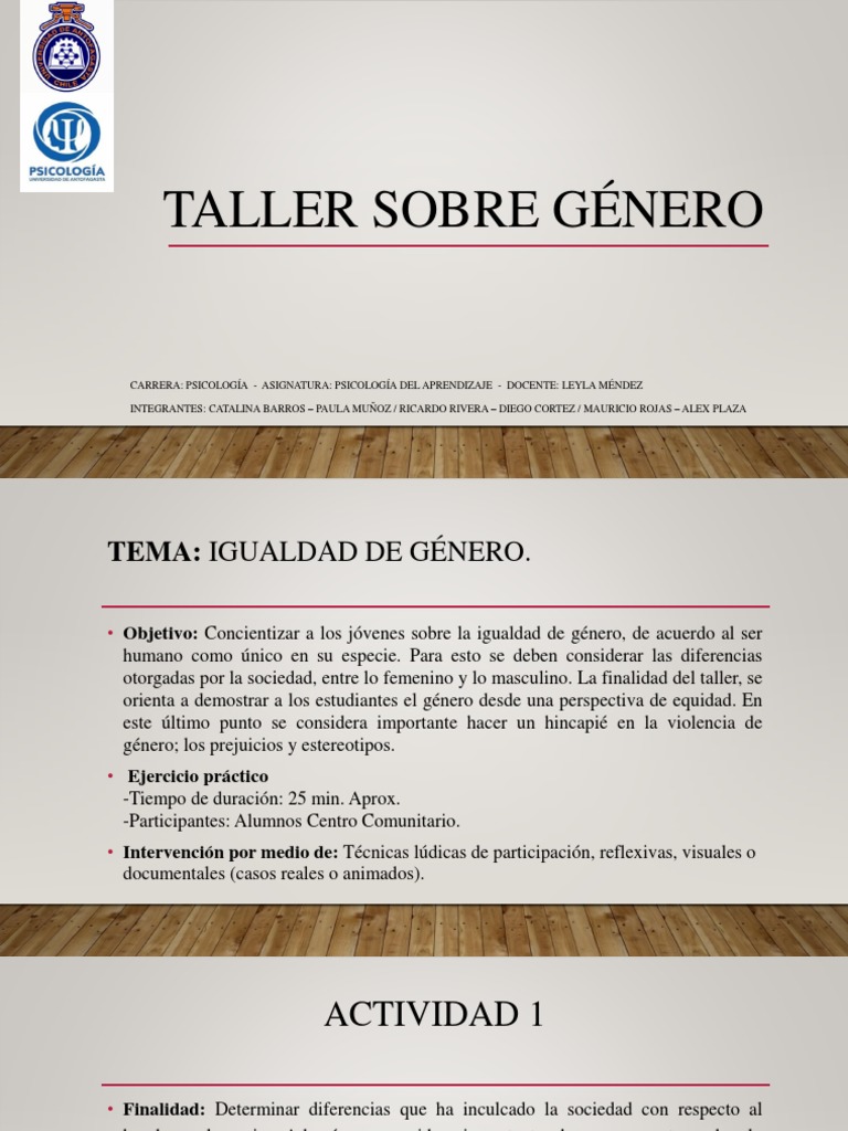 Taller de Concientización sobre Género | PDF | Género | Estudios de género