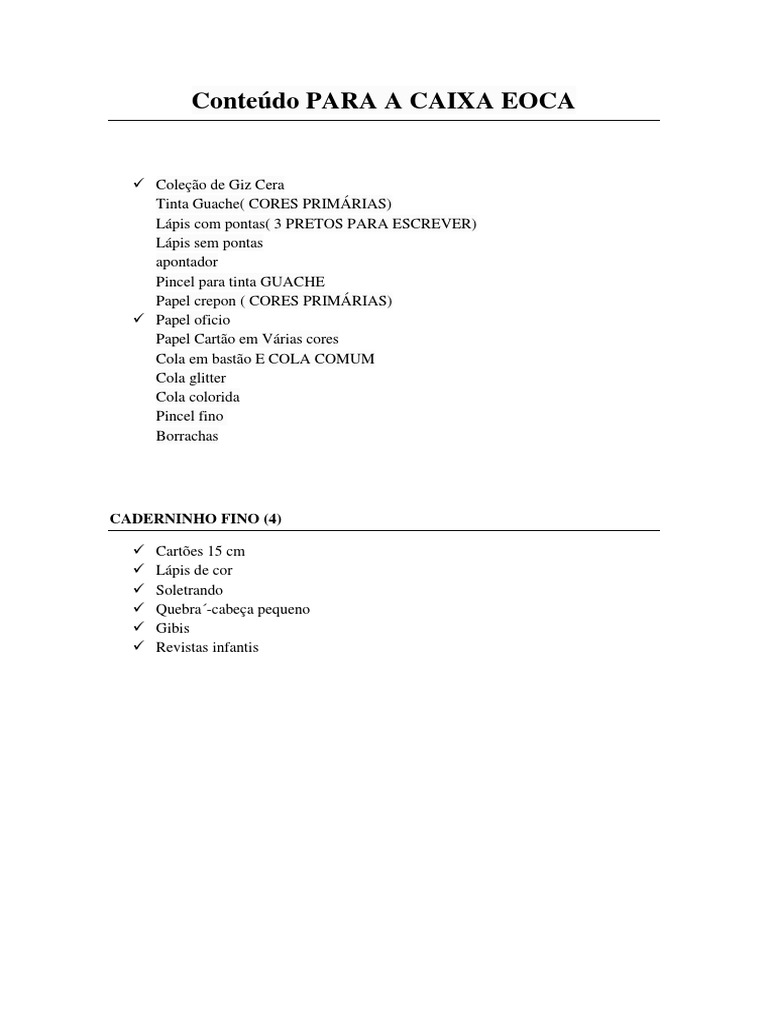 Conteudo para A Caixa Eoca | PDF