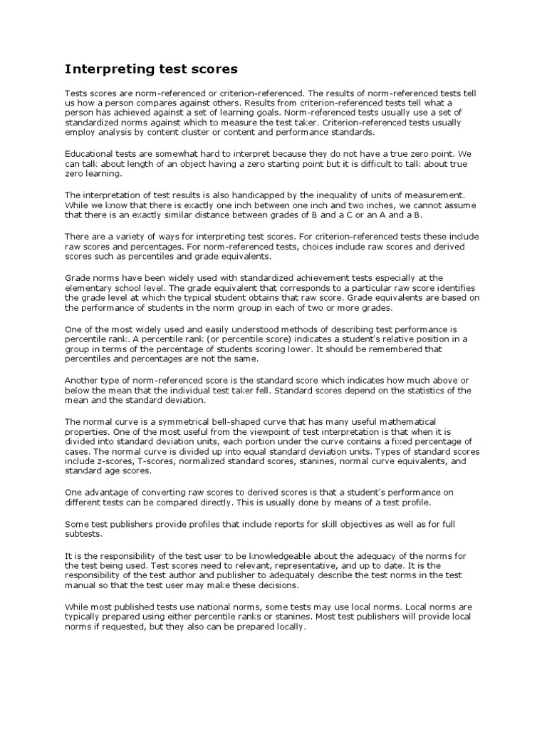 Understanding Test Score Interpretation | PDF | Standard Score ...