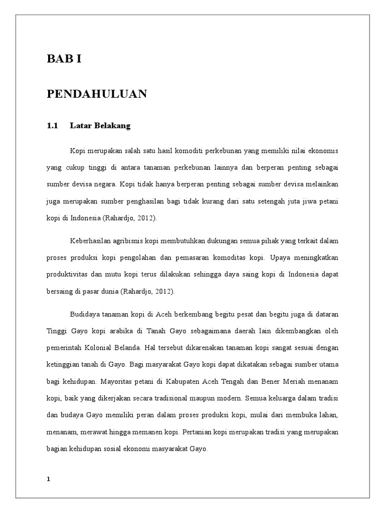 Laporan Hasil Observasi Kopi Di Bener Meriah Dan Aceh Tengah Pdf