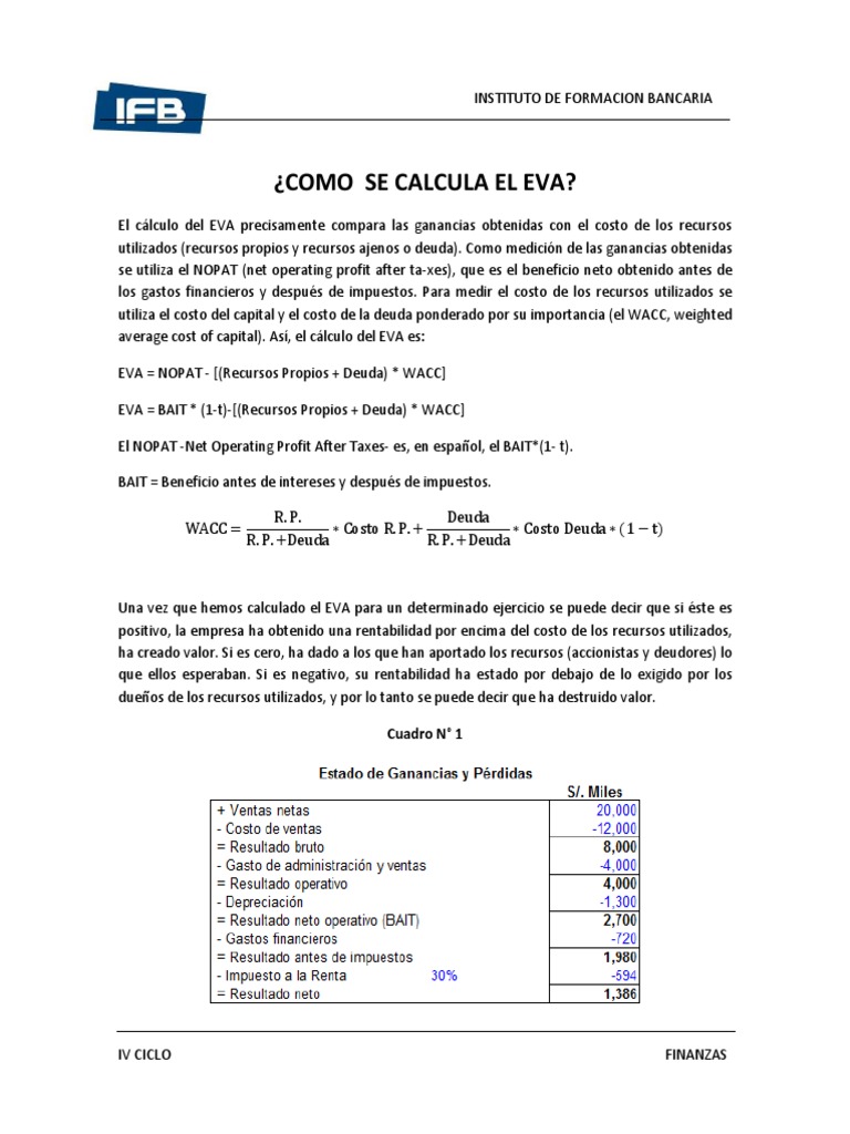 Como Se Calcula El Eva - Clases y Solucion | Beneficio (Economía) | Deuda
