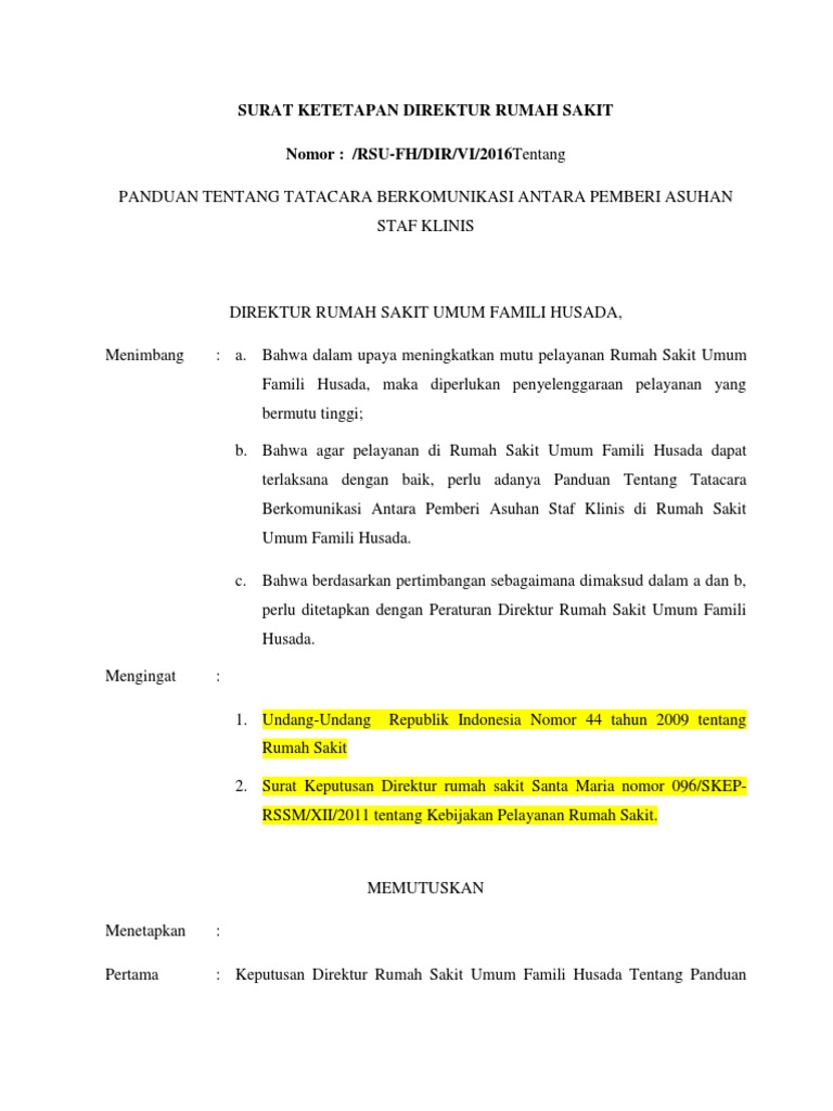 Surat Ketetapan Direktur Rumah Sakitdocx