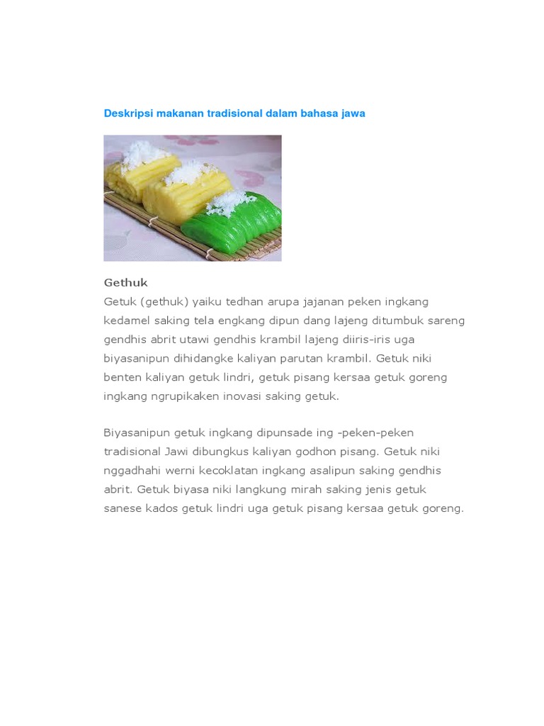 Deskripsi Makanan Tradisional Dalam Bahasa Jawa Docx