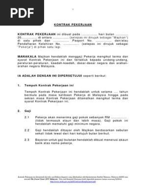 Annex C Employment Contract Issued By Mohr Translated To Bm Pdf