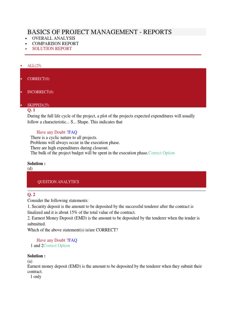 Project Management Basics and Reports | PDF | Net Present Value | Risk ...