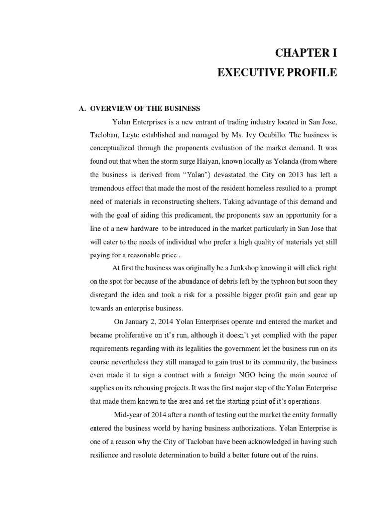 Overview Of The Business Pdf