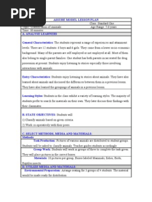 Assure Model Lesson Plan