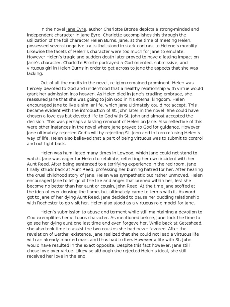jane eyre essay thesis