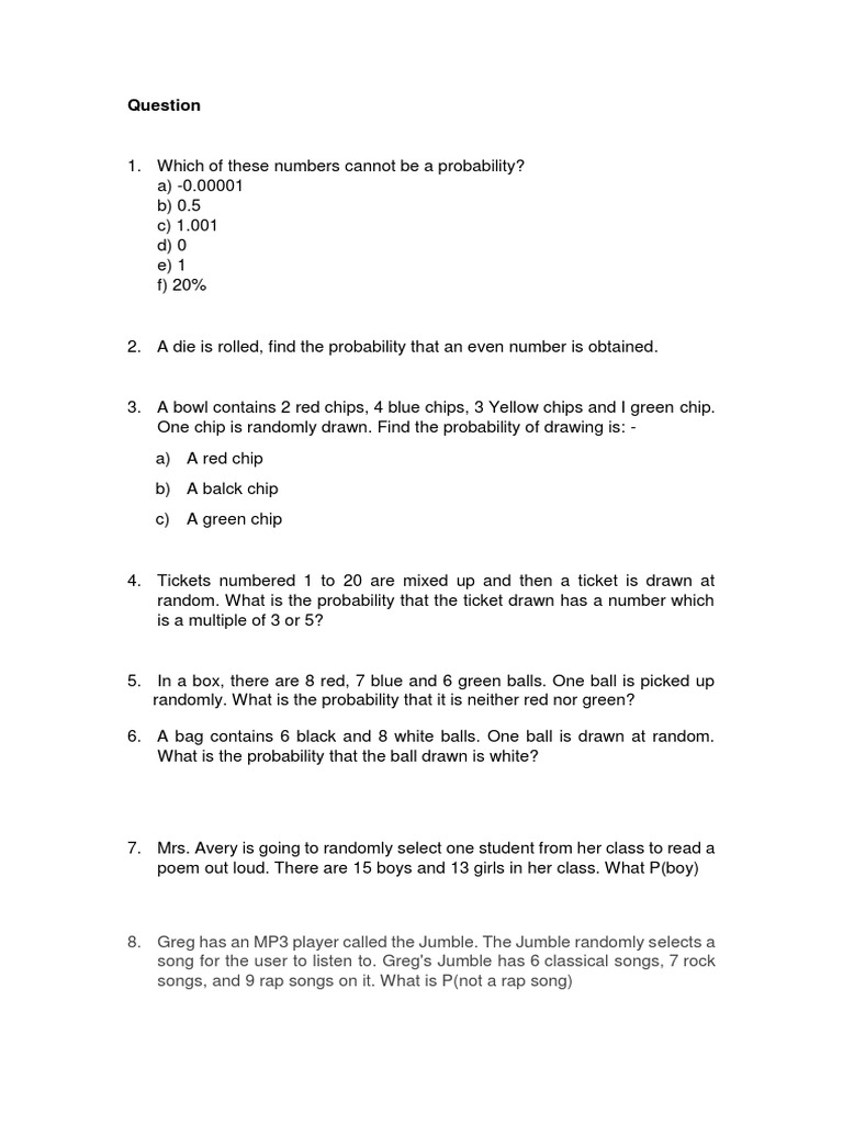 Probability Questions and Solutions | PDF