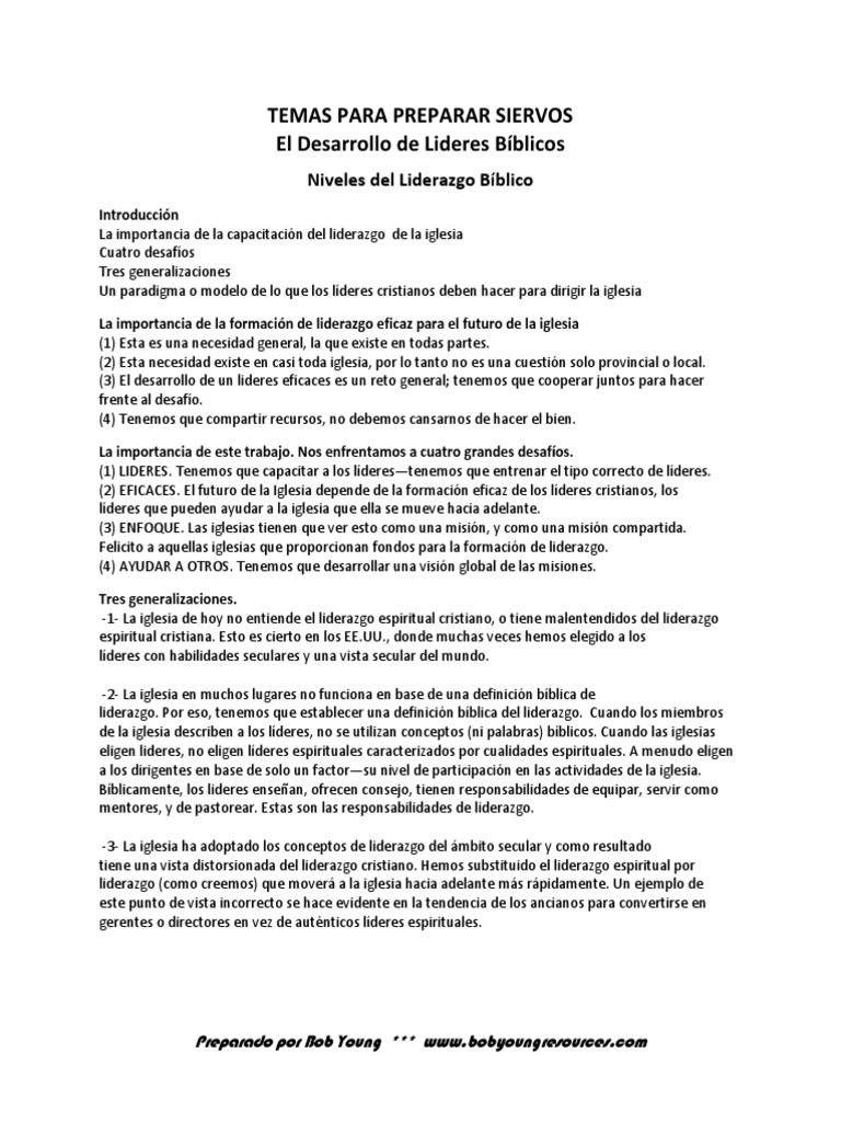 Desarrollo de Líderes Bíblicos en la Iglesia | PDF | Liderazgo | Biblia