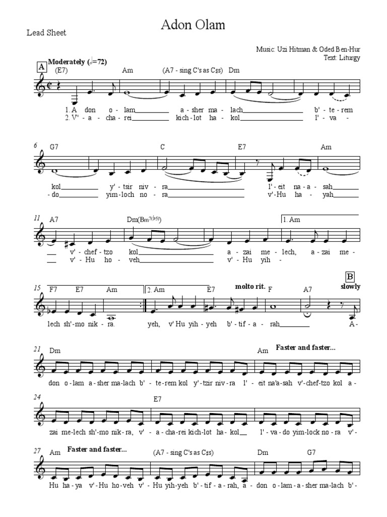 Adon Olam Prayer Pdf | Transliteration Adon Olam – DCRBO