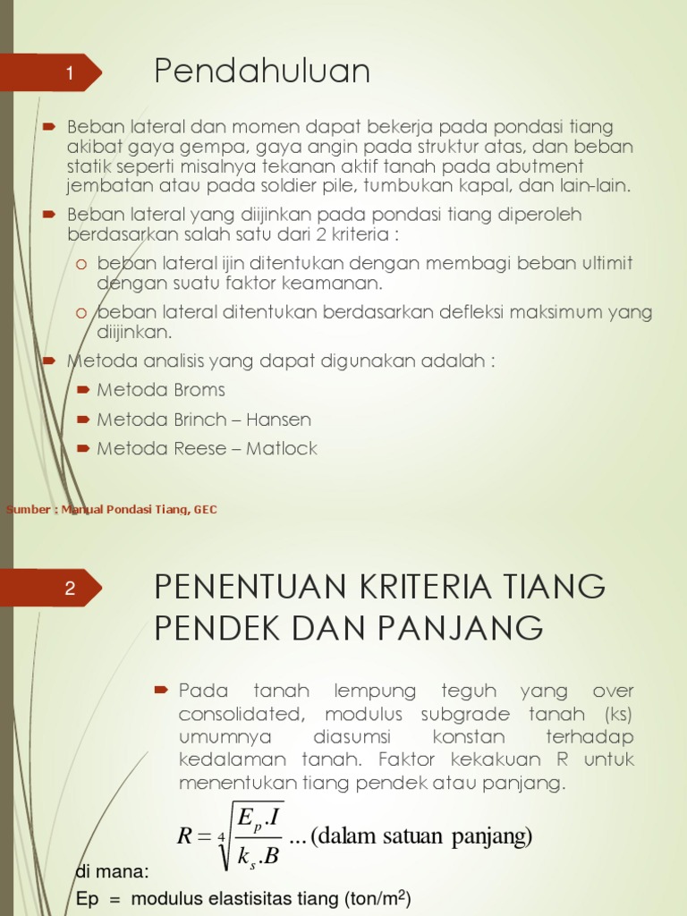Analisis Beban Lateral pada Tiang | PDF