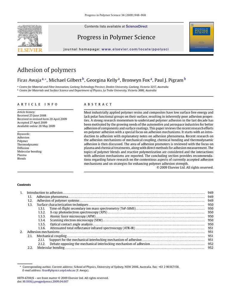 Adhesion of Polymers PDF Adhesion Scanning Electron Microscope