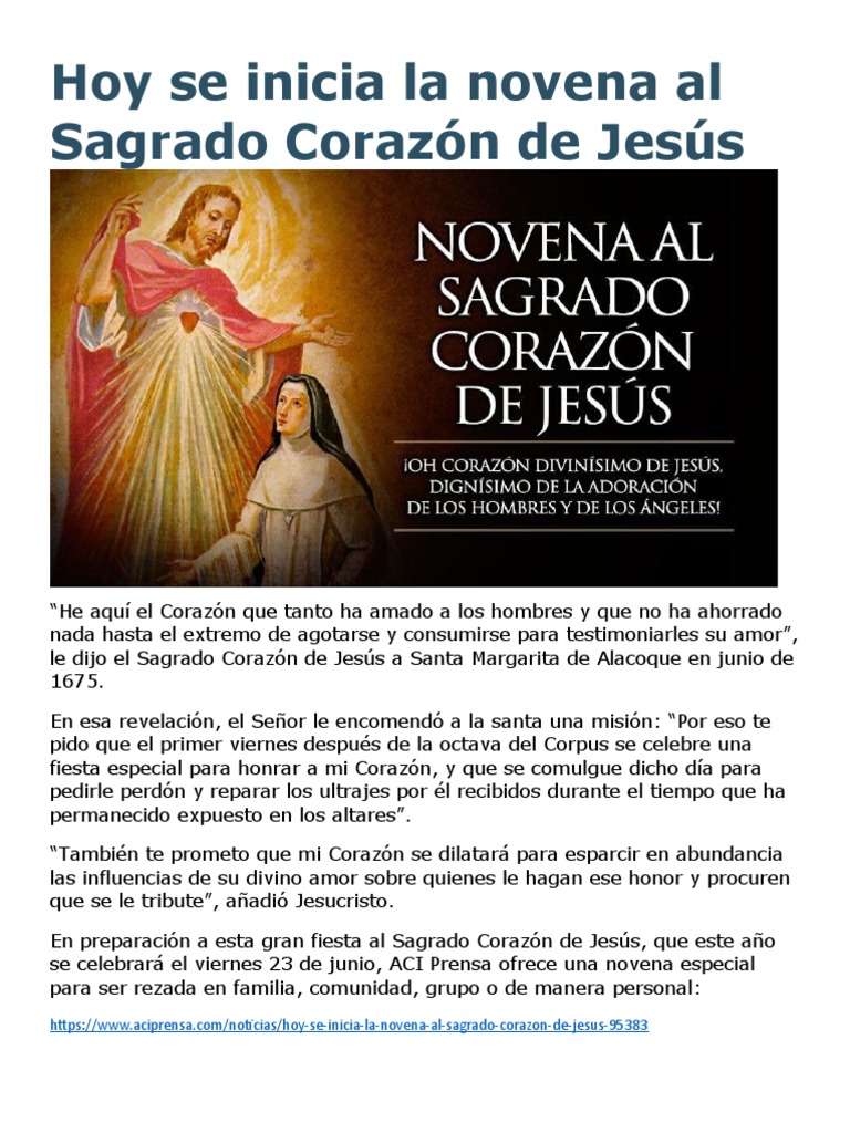 Hoy Se Inicia La Novena Al Sagrado Corazón de Jesús | PDF | Cristo ...
