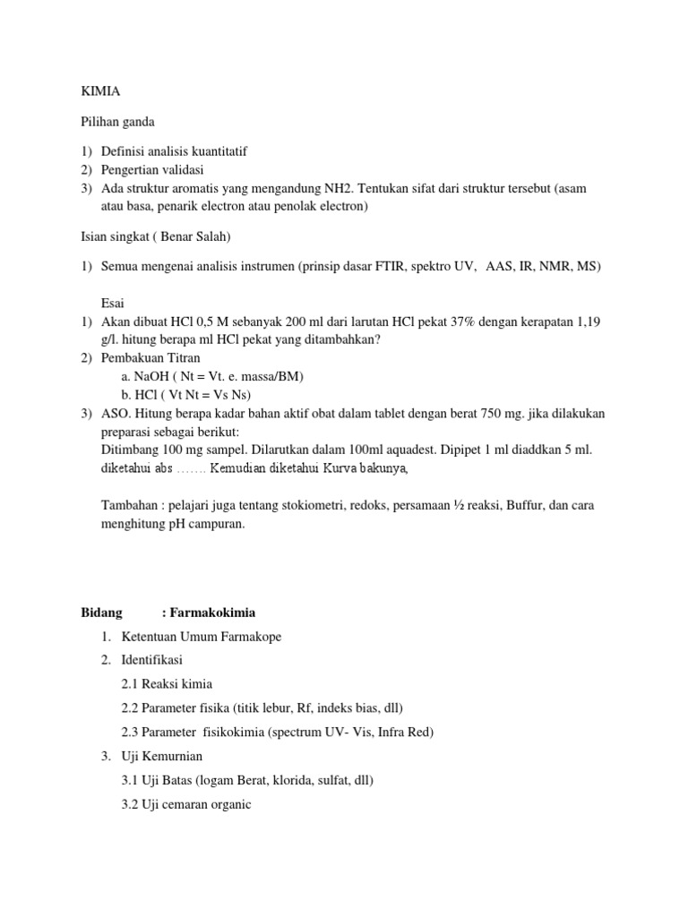 Analisis Kimia dan Farmakokimia Terperinci | PDF | Metode & Bahan Ajar ...