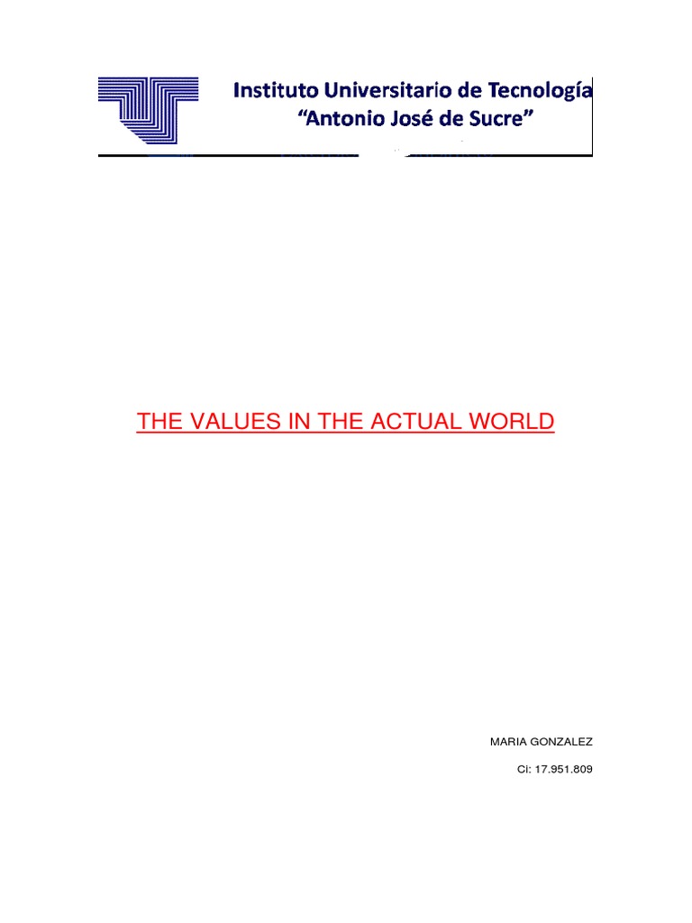 The Values in The Actual World | PDF | Value (Ethics) | Emergence