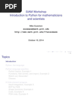 SIAM Workshop Introduction To Python For Mathematicians and Scientists