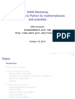 SIAM Workshop Introduction To Python For Mathematicians and Scientists