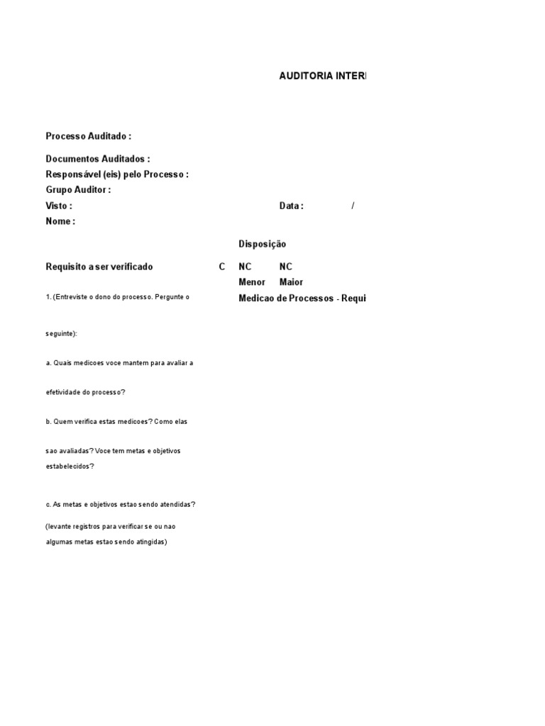 Check List de Auditoria Interna Iso 9001 2015 | PDF | Competência ...