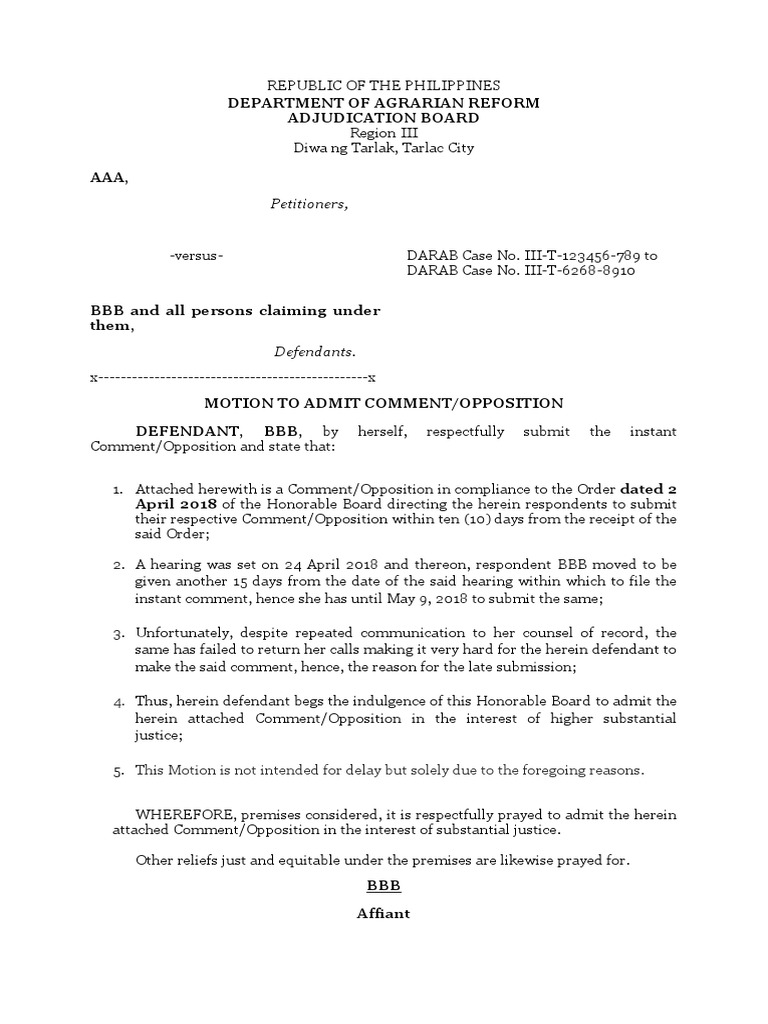 Motion To Admit Comment | PDF