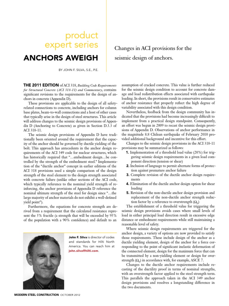 2012v10 Anchors PDF | PDF | Strength Of Materials | Earthquakes