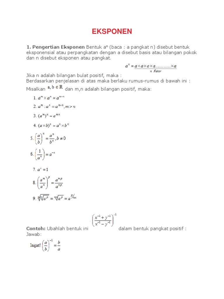 Fungsi dan Grafik Eksponen Kelas 10 | PDF