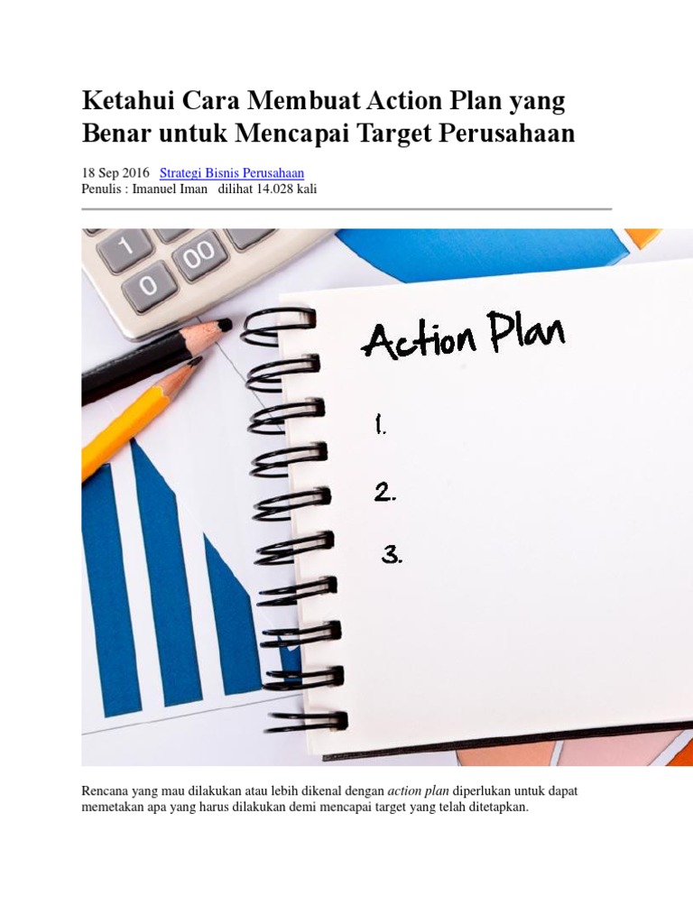 Ketahui Cara Membuat Action Plan Yang Benar Untuk Mencapai Target ...