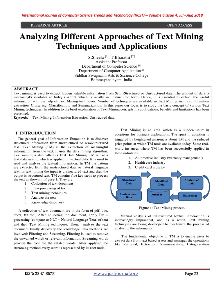 Text Mining Techniques and Applications | PDF | Business Intelligence ...