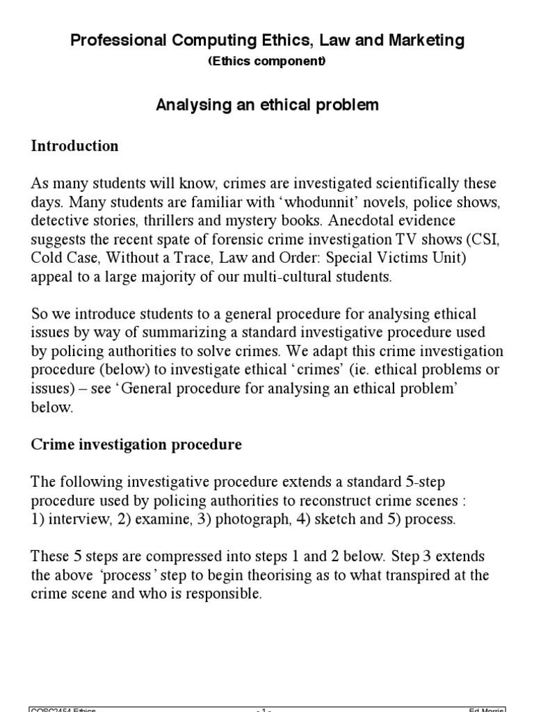 How To Analyse Ethical Scenarios | PDF | Crime Scene | Forensic Science