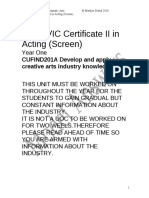 22307VIC Certificate II in Acting (Screen) : CUFIND201A Develop and Apply Creative Arts Industry Knowledge