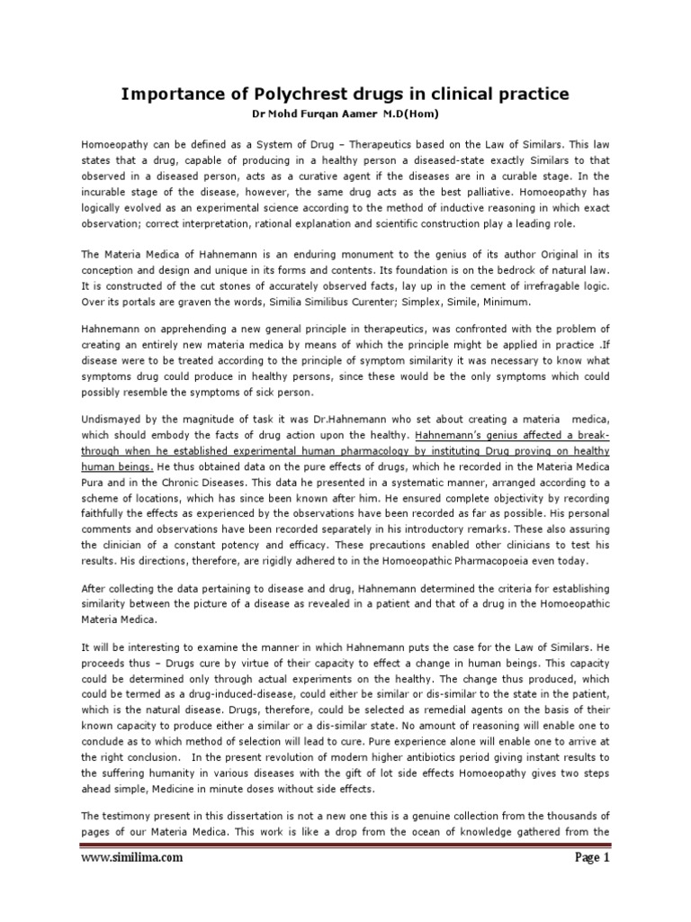 Homeopathic Polychrest Drugs in Clinical Practice | PDF | Homeopathy ...