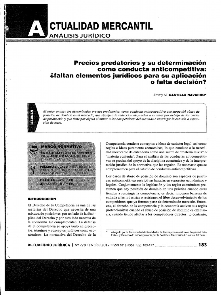 Precios Predatorios y Su Determinación Como Conducta Anticompetitiva | PDF