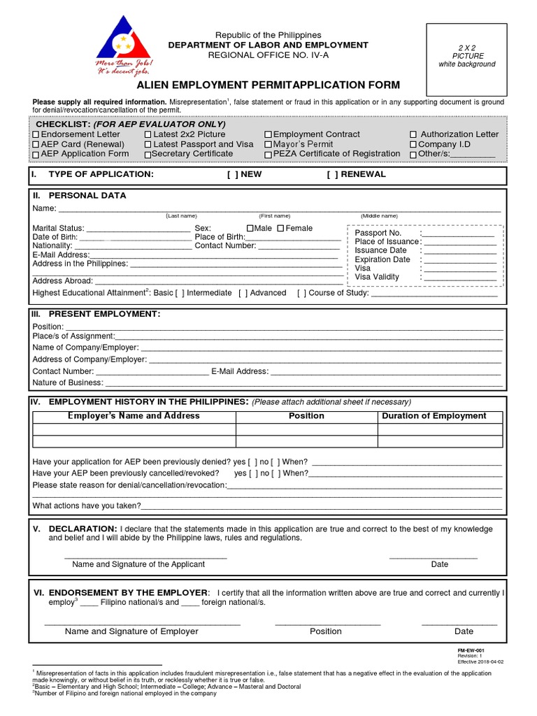 AEP Form Region IV Travel Visa Misrepresentation