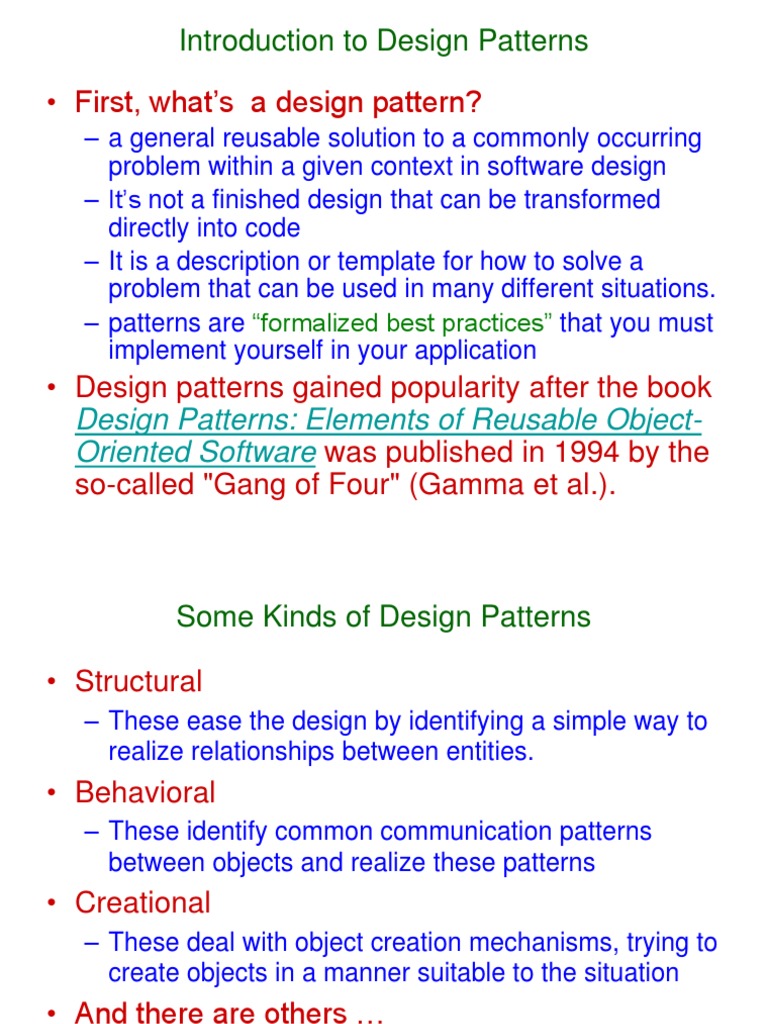 Overview of Software Design Patterns | PDF | Software Design Pattern ...