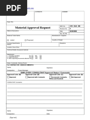 Material Submittal Form