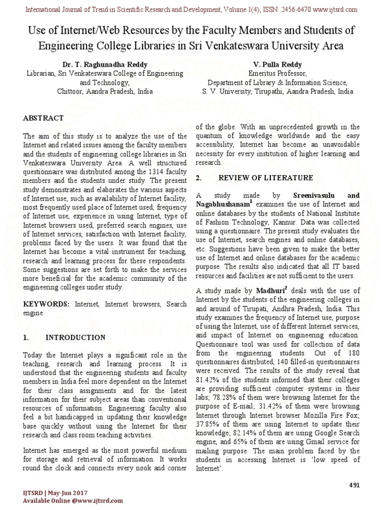 Internet Use in Engineering College Libraries | PDF | Web Search Engine ...