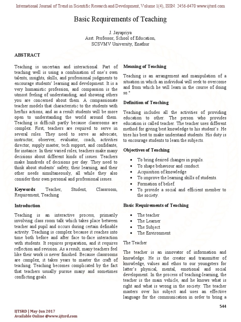 Basic Requirements of Teaching Teachers Classroom