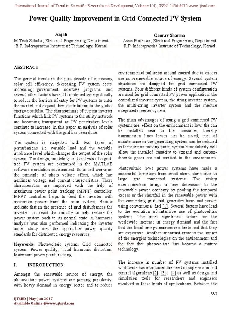 Power Quality in Grid-Connected PV Systems | PDF | Photovoltaics ...