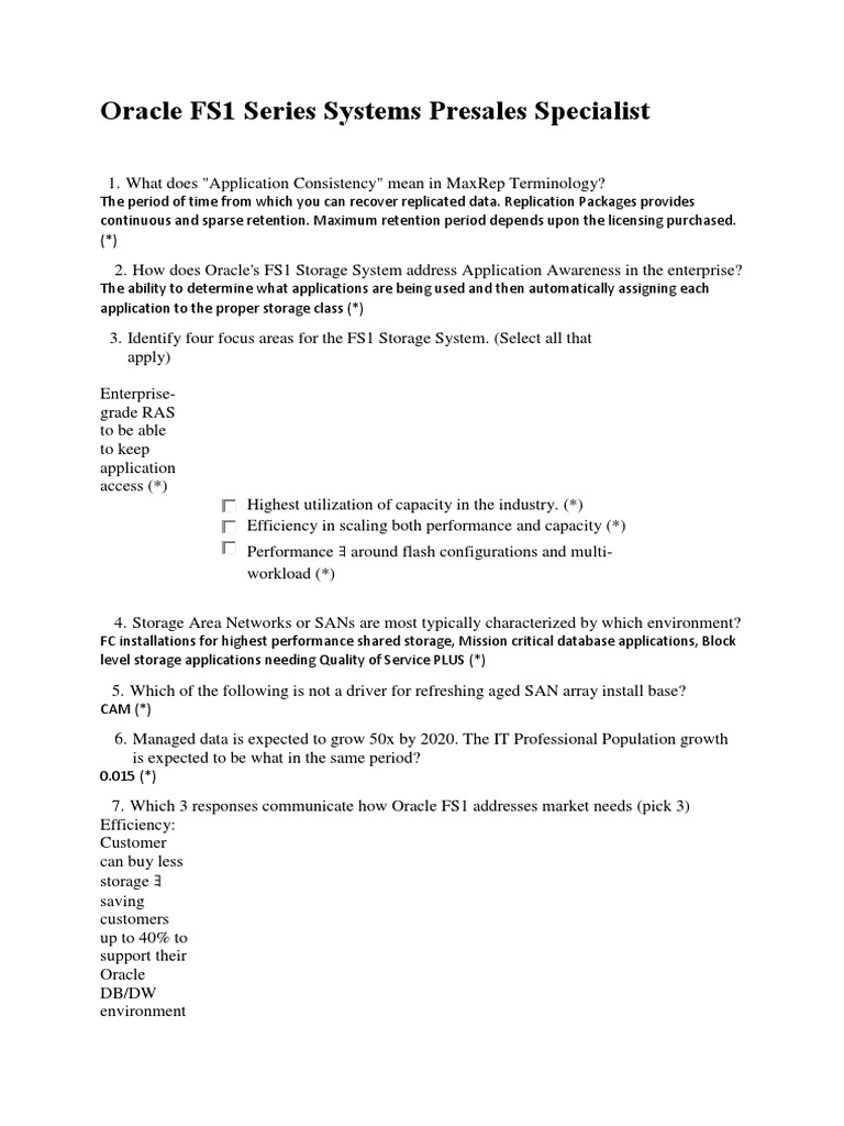 Oracle FS1 Series Systems Presales Specialist | PDF | Oracle Database ...