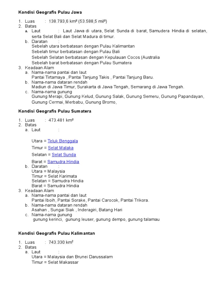 Kondisi Geografis Pulau Jawa Tgs Sd