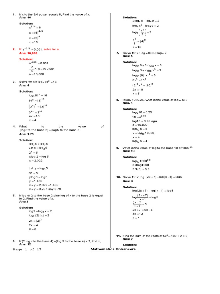 Solving Various Mathematical Equations | PDF | Sphere | Volume